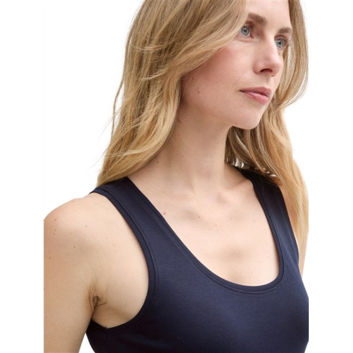 Tom Tailor Damesmode 1045540 Basic top ronde halslijn- Marine